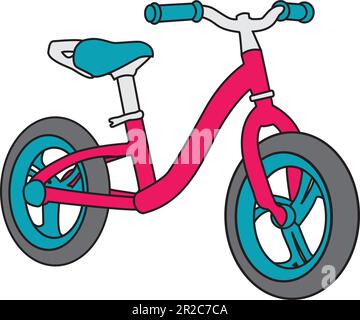 un vélo rose avec des roues bleues et roses pour les enfants Illustration de Vecteur