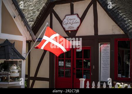 Solvang est une ville de la vallée Santa Ynez, dans le sud de la Californie. Il est connu pour son architecture de style danois et ses nombreuses caves de vinification. Banque D'Images