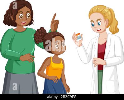 Mère et fille visitant une illustration de médecin Illustration de Vecteur