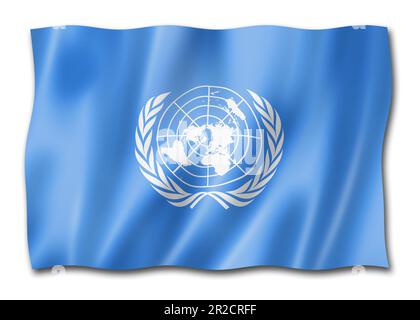 Organisation des Nations Unies qui agitant le drapeau. Illustration tridimensionnelle Banque D'Images