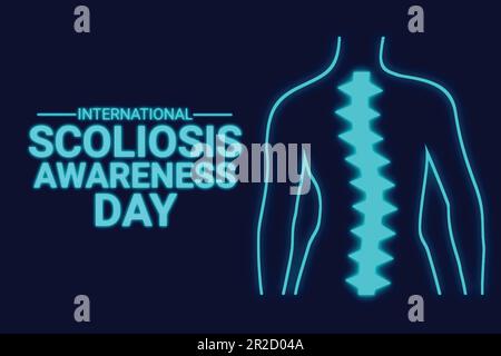 Illustration du vecteur de la Journée internationale de sensibilisation à la scoliose. Concept de vacances. Modèle pour arrière-plan, bannière, carte, affiche avec inscription de texte. Illustration de Vecteur