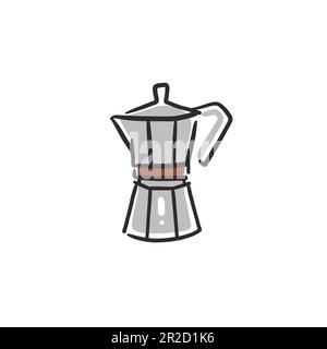 Dessin à la main vecteur abstrait graphique doodle simple ligne minimaliste collection d'illustrations avec café de préparation, de boissons de café. Vecteur de café Illustration de Vecteur