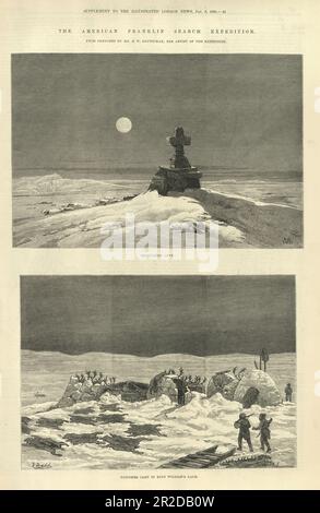 Scènes de Frederick Schwatka à la recherche de l'expédition de Franklin, 1878 à 1880, crique de famine, camp de rennes, terre du roi Guillaume Banque D'Images