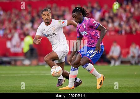 Séville, Espagne. 18th mai 2023. Moise Kean (18) de Juventus vu lors du match de l'UEFA Europa League entre le FC Séville et la Juventus à l'Estadio Ramon Sanchez Pizjuan à Séville. (Crédit photo : Gonzales photo/Alamy Live News Banque D'Images