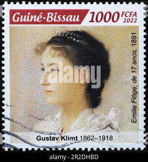 Emilie Floge par Gustav Klimt sur timbre-poste Banque D'Images