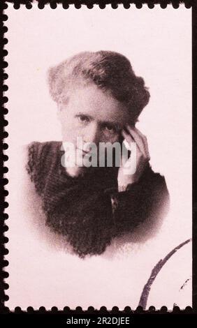 Portrait vintage de Marie Curie sur timbre-poste Banque D'Images