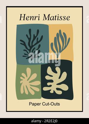 Affiche abstraite dans les couleurs modernes vert sauge. Art mural contemporain tendance inspiré de Matisse Design minimaliste et esthétique. Illustration vectorielle Illustration de Vecteur