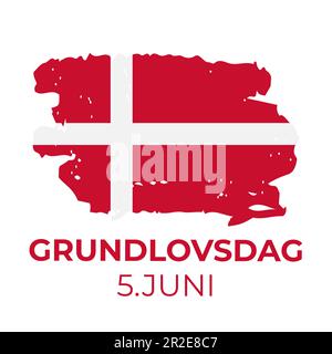 Danemark affiche typographique de la Journée de la Constitution en danois. Fête nationale sur 5 juin. Modèle vectoriel pour bannière, prospectus, cartes de vœux, etc Illustration de Vecteur