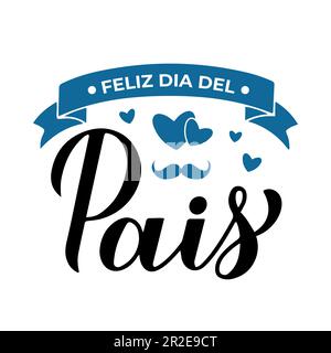 Feliz Dia dos Pais calligraphie lettrage à la main isolé sur blanc. Joyeux fête des Pères en portugais. Modèle vectoriel pour affiche typographique, bannière, accueil Illustration de Vecteur