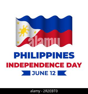 Bannière du jour de l'indépendance des Philippines. Fête nationale sur 12 juin. Modèle vectoriel pour affiche, carte de vœux, prospectus, etc Illustration de Vecteur