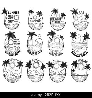 Summer Beach T-shirt dessiné à la main pour votre entreprise ou marque Illustration de Vecteur