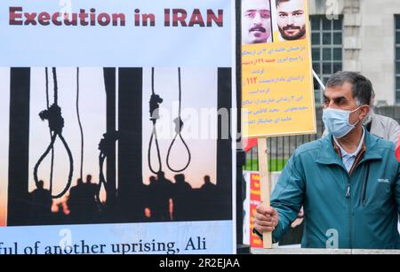 Whitehall, Londres, Royaume-Uni. 19th mai 2023. Manifestation iranienne contre la République islamique en Iran. Crédit : Matthew Chattle/Alay Live News Banque D'Images