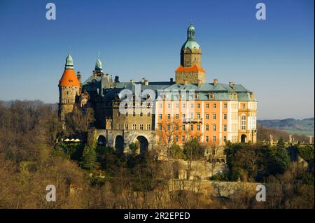 Le château de Ksiaz - le plus grand château de la région de Silésie, situé dans le nord de Walbrzych, dans la partie basse de la Silésie, en Pologne. Banque D'Images