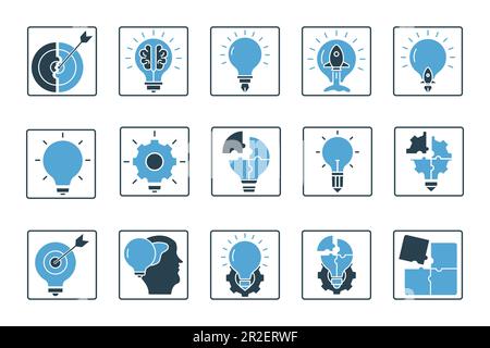 Jeu d'icônes de créativité. pack vectoriel d'icônes pleines de bulbes. icône liée à l'idée créative. Conception vectorielle simple modifiable Illustration de Vecteur