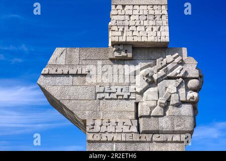 Monument des Coast Defenders. Westerplatte, péninsule de Gdansk, Pologne, située sur la côte de la mer Baltique, à l'embouchure de la Vistule morte Banque D'Images