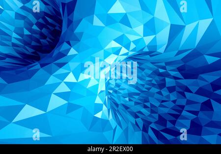Tunnel ou trou avec des formes triangulaires abstraites.Abstract fond polygonal bas en bleu tonique.3d illustration Banque D'Images
