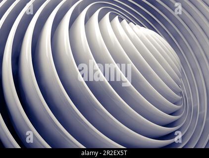 CopySpace et détail de l'architecture moderne avec des vagues et des cercles de ciment. Projet de construction.Abstract architecture detail.illustration 3D. Banque D'Images