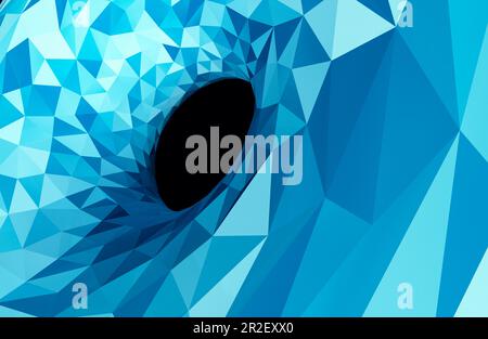 Tunnel ou trou avec des formes triangulaires abstraites.Abstract fond polygonal bas en bleu tonique.3d illustration Banque D'Images