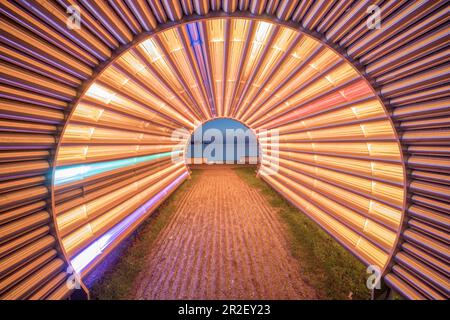 Installation légère tunnel lumineux par Gerry Ammann sur le front de mer au lac de Constance, Bregenz, Vorarlberg, Autriche occidentale, Autriche, Europe Banque D'Images