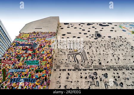 Murale pour l'unité allemande par Fischer-Art, Brühlarkaden, Leipzig, Saxe, Allemagne, Europe Banque D'Images