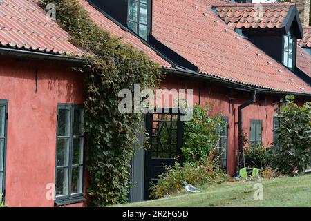 Maisons anciennes dans la forteresse de Varberg, Halland, Suède Banque D'Images