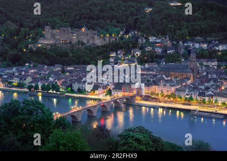 Photo de la vue panoramique de la vieille ville de Heidelberg Banque D'Images