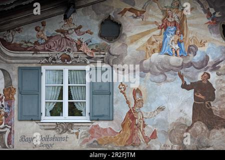 Lüftlmalerei, Garmisch, Garmisch-Partenkirchen, Werdenfelser Land, haute-Bavière, Bavière, Allemagne Banque D'Images