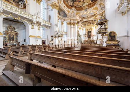 Eglise au monastère de Wiblingen près d'Ulm, Oberschwäbische Barockstrasse, Bade-Wurtemberg, Allemagne, Europe Banque D'Images