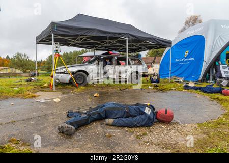 Obtenir des preuves après une attaque terroriste, photo de symbole, exercice anti-terroriste BWTEX, police, Bundeswehr et forces de secours répétition de la lutte contre Banque D'Images