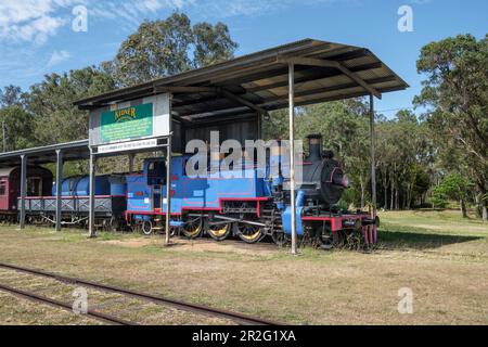 Une machine à vapeur dans les sidings à la station de Ravenshoe, chemin de fer de Ravenshoe, Ravenshoe, Atherton Tablelands, Queensland, Australie Banque D'Images