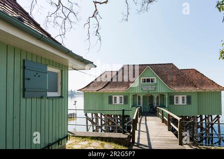 Aeschacher Bad, salle de bains, bâtiment historique en pile, Lindau, lac de Constance, Bavière, Allemagne Banque D'Images