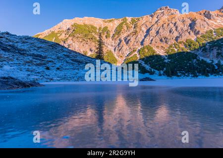 Bas Gaisalpsee, Entschenkopf derrière, 2043m, Alpes d'Allgaeu, Allgaeu, Bavière, Allemagne, Europe Banque D'Images