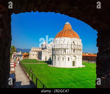 Campo dei Miracoli, vue du dessus, Pise, Toscane, Italie, Europe Banque D'Images