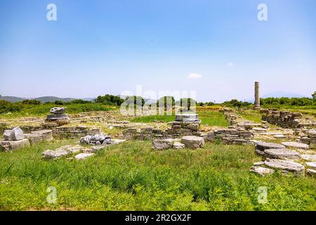 Heraion de Samos, grand temple aux pillages, site archéologique de l'ancien sanctuaire de la déesse grecque Hera à Ireon sur l'île de Samos en GRE Banque D'Images