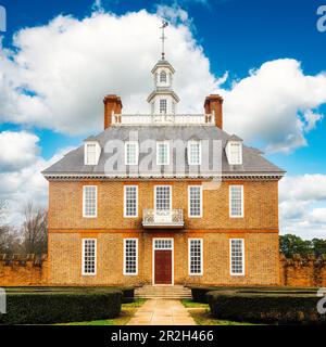 Le palais du Gouverneur à Colonial Williamsburg, Virginie. Banque D'Images