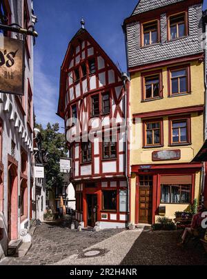 Maisons médiévales au marché aux poissons dans la vieille ville de Limburg an der Lahn, Hesse ; Allemagne Banque D'Images