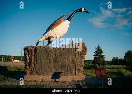 Wawa (Ontario), Canada - le 1 septembre 2022 la statue plus grande que nature de la Bernache du Wawa surplombe. Photo de haute qualité Banque D'Images