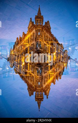 Double exposition du centre ville de Gand, Belgique. Banque D'Images