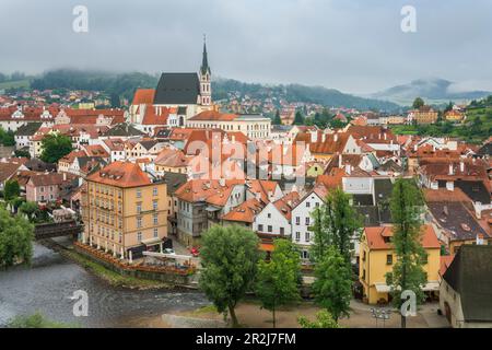 Centre historique de Cesky Krumlov vu du château et du château, site classé au patrimoine mondial de l'UNESCO, Cesky Krumlov, région de Bohême du Sud Banque D'Images