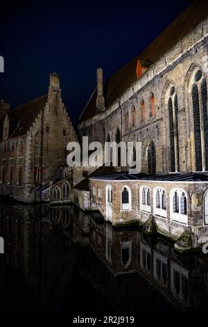 L'hôpital St john au bord de l'eau à Bruges. Banque D'Images