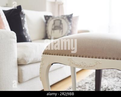 Image d'un espace de détente avec canapé et coussins Banque D'Images