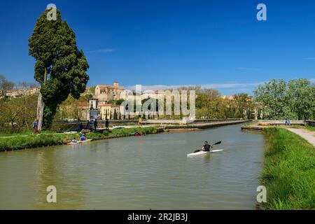 Aqueduc de Béziers, Pont-Canal de l'Orb, Canal du midi, Canal du midi classé au patrimoine mondial de l'UNESCO, Occitania, France Banque D'Images