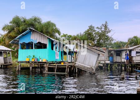 Village de Nzulezo dans la région occidentale du Ghana occidental en Afrique de l'Ouest Banque D'Images