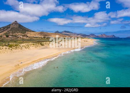 Vue aérienne de Porto Santo Beach, Porto Santo, près de Madère, Portugal, Europe Banque D'Images