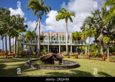 Bâtiment principal dans le jardin botanique de Nevis, île de Nevis, Saint-Kitts-et-Nevis, Caraïbes Banque D'Images