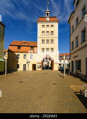 Le Reichstor dans la vieille ville historique de la ville de Borna, quartier de Leipzig, Saxe, Allemagne Banque D'Images