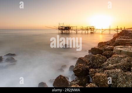 La Costa dei Trabocchi à Marina di San Vito, Trabocco, Chieti, Abruzzo, Italie, Europe Banque D'Images