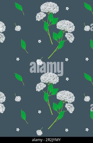 Motif vectoriel sans couture fleurs blanches buldanez hortensia sur fond bleu. Vecteur EPS10 Illustration de Vecteur