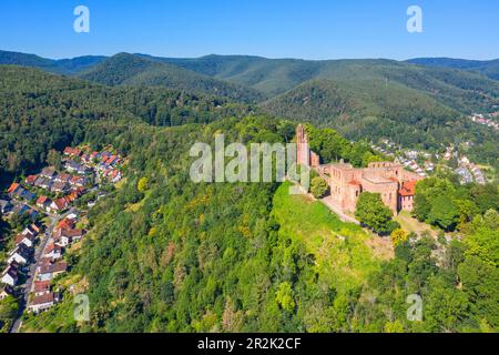 Vue aérienne des ruines du monastère du Limbourg, route des vins du Palatinat, Bad Durkheim, Rhénanie-Palatinat, Allemagne Banque D'Images