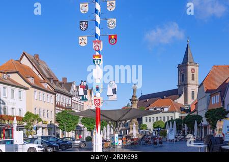 Bad Neustadt an der Saale ; place du marché et église de l'Assomption de la Vierge Marie Banque D'Images